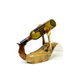 Kaczka stojak na wino z drewna tekowego gładka